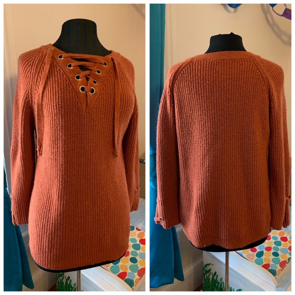 Orange Crochet Sweater - Picture 2 of 6